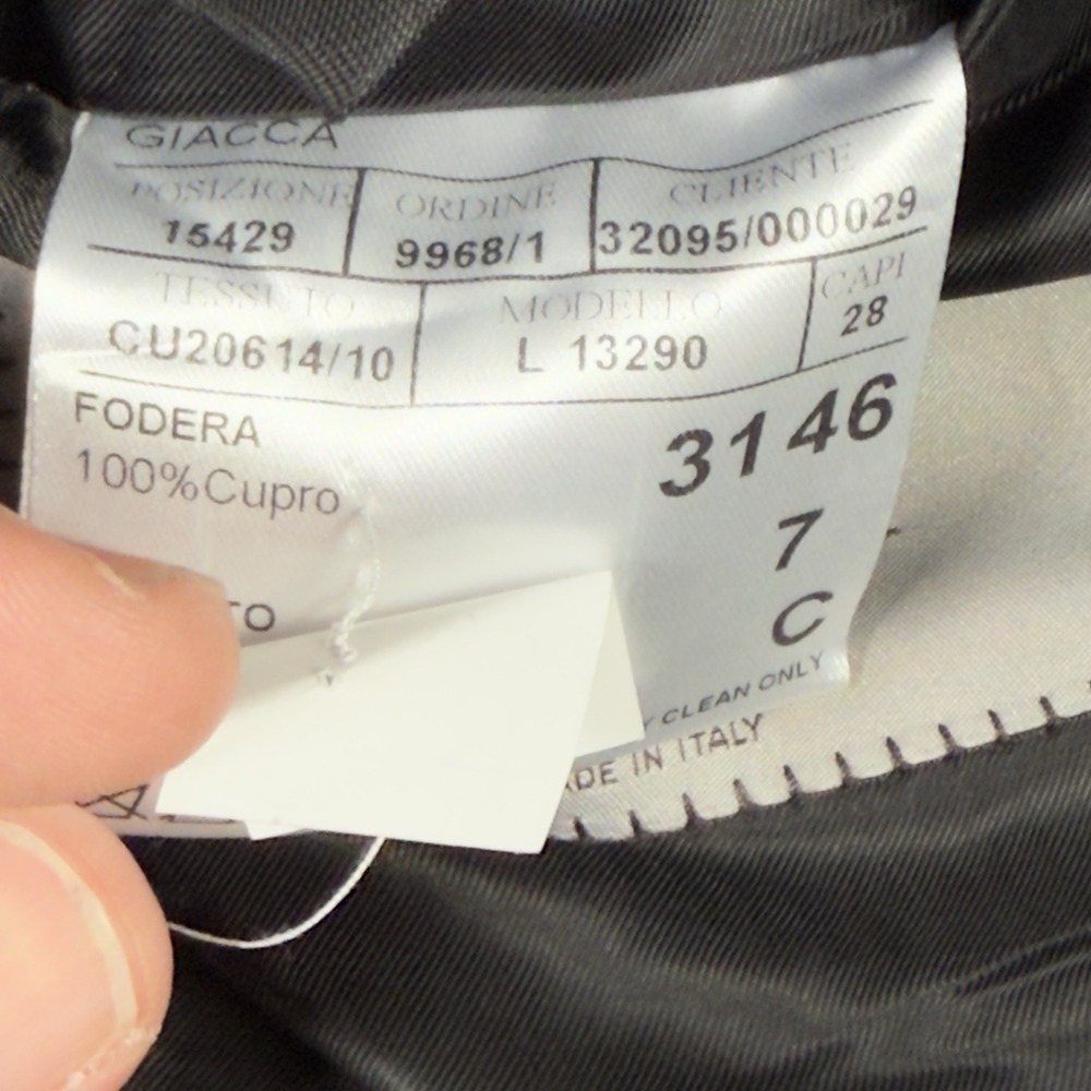 $1,545 CANALI TRAVEL WATER RESISTANT Black Wool Blazer 38 (EU 46) Tacking Stitch - Picture 5 of 16